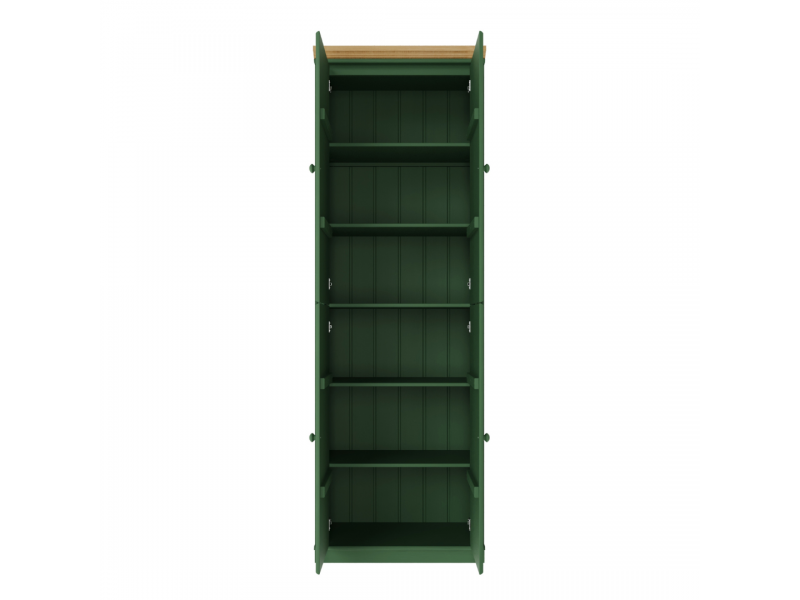 Estante Biblioteca 220 cm com quatro portas feita em Madeira Maciça na cor verde com cera| Coleção Biblioteca